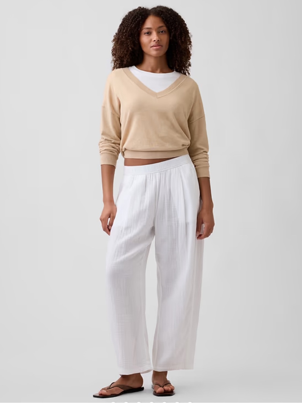 GAP gauze barrel pant in white